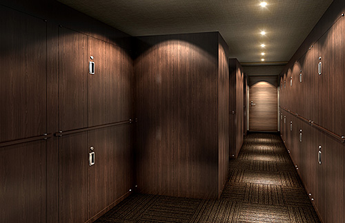 トランクルーム内は高級ホテルのような内装にトランク自体も木目調のデザインで装飾されています。